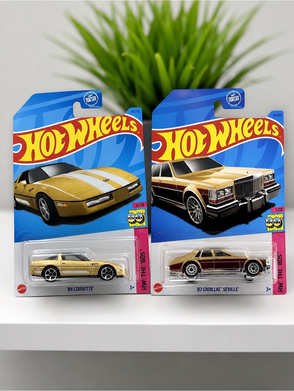 Hot Wheels The ’80s Gold Car Lot ’84 Corvette & ’82 Cadillac Seville NIP